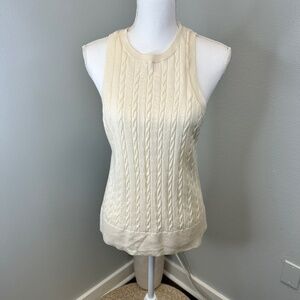 Banana Republic 100% Merino Wool  Classic Cream Cable Knit Tank size XL